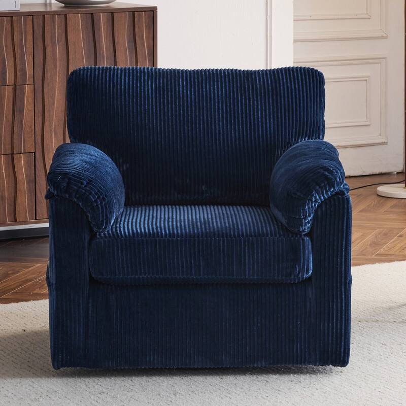 33" Corduroy Swivel Single Sofa Chair - Blue