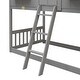 preview thumbnail 5 of 8, Twin over Twin House Bunk Bed with Roof, Window Box and Door, Grey