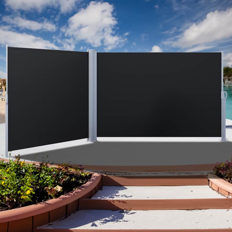 Outdoor Retractable Double Side Awning Waterproof UV-Resistant Folding Privacy Screen Fence