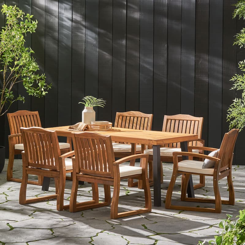 Della Outdoor 7-piece Wood Dining Set by Christopher Knight Home