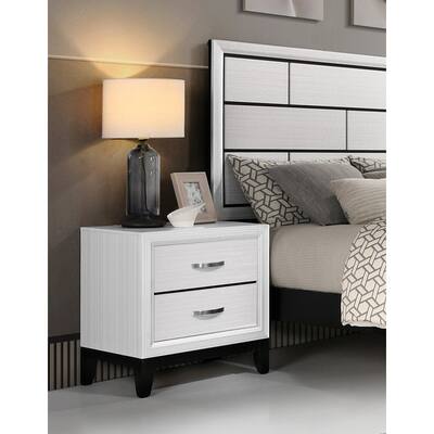 White Finish 2-Drawer Nightstand with Dovetail Construction, Modern Bedroom Storage