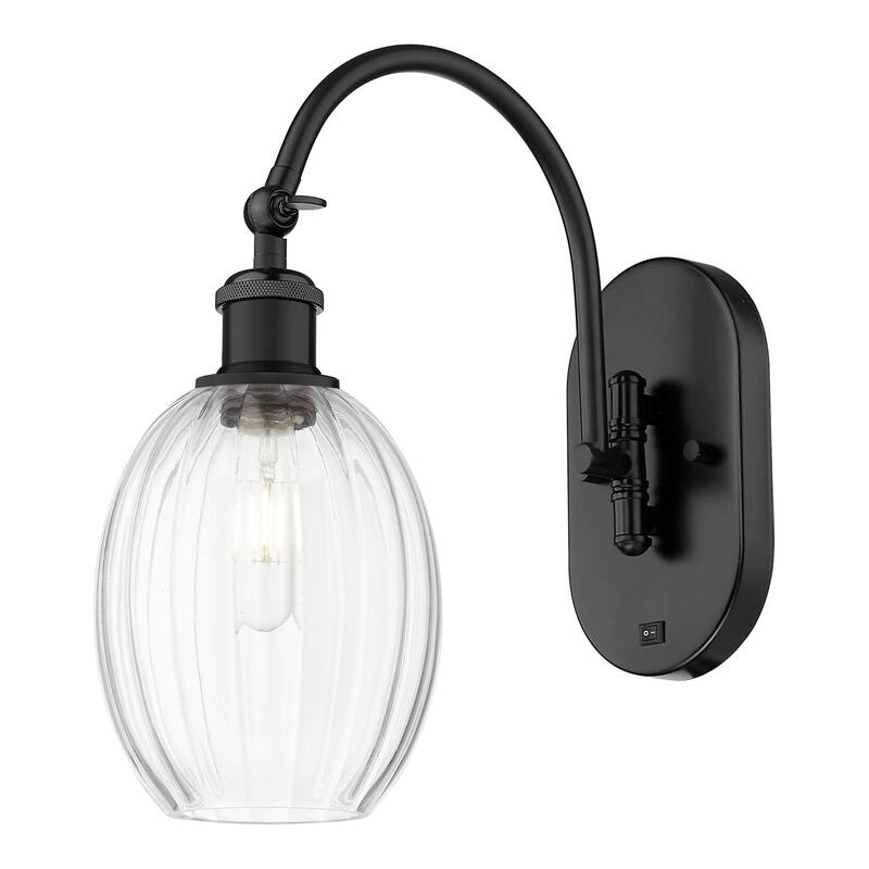 Innovations Lighting 918-1W-15-7 Preston Sconce Preston 15" Tall Wall - Matte Black / Clear