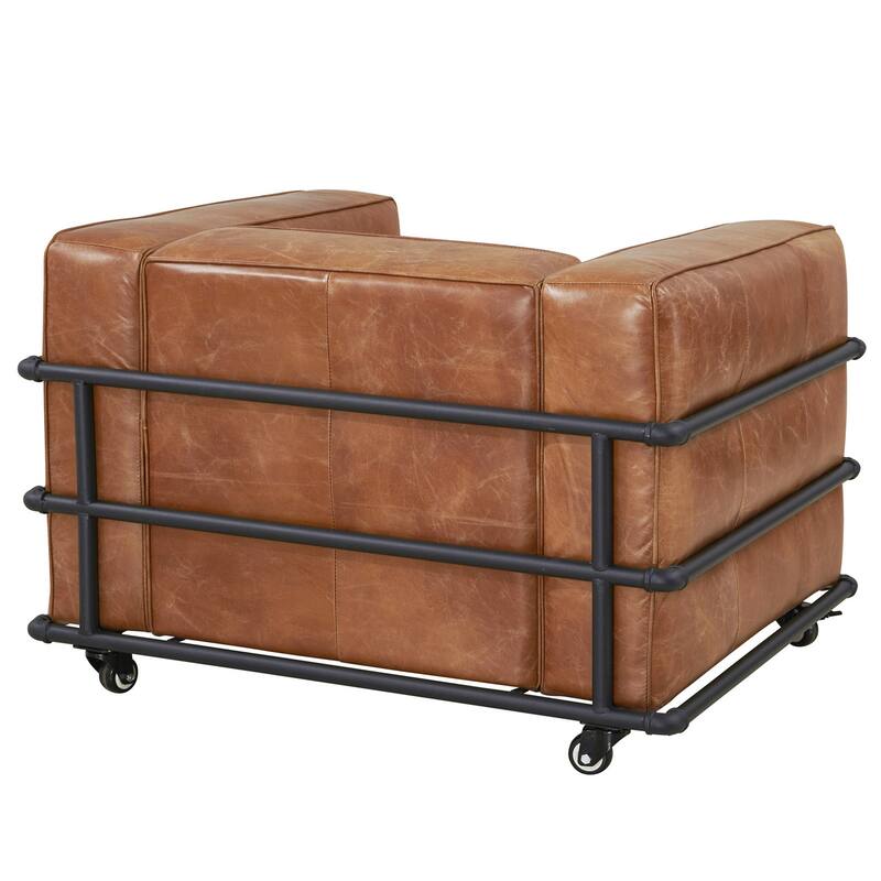 Henry Industrial Modern Leather Arm Chair (2 Colors Available)