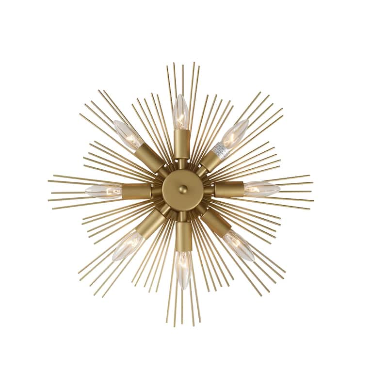 Steel Flush Mounted Star Sconce, Black or Gold Sci-fi Futuristic Wall Light