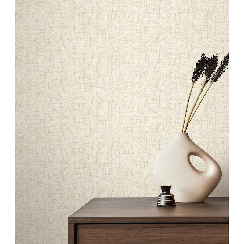 Warner Cary Ivory Faux Grasscloth Wallpaper