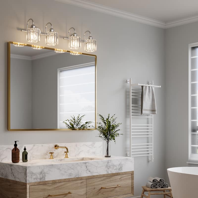 ExBrite Modern Rose Gold Dimmable Bathroom Crystal Vanity Lights