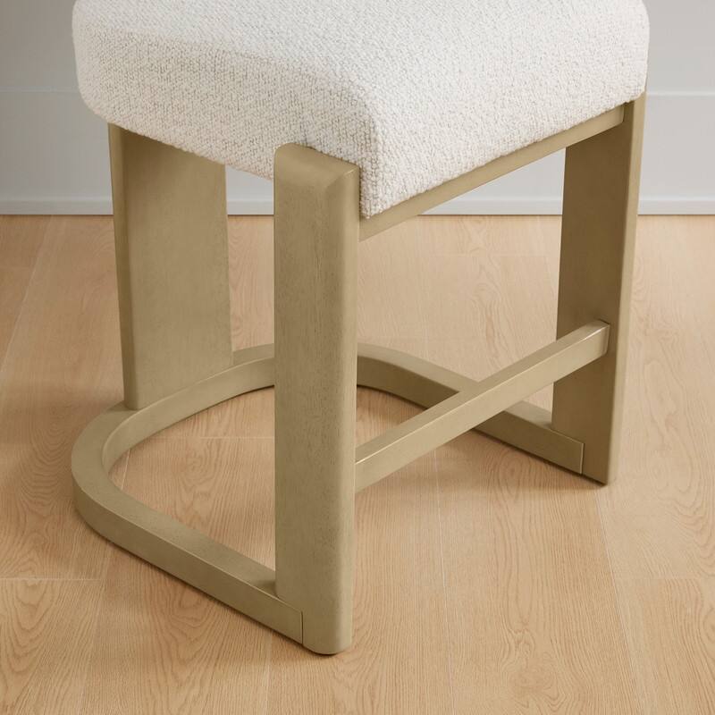 Spruce & Spring Arya Upholstered Boucle Counter Stool with Solid Wood Frame