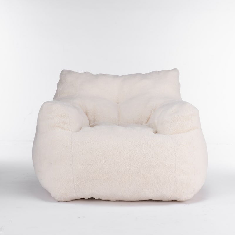 Mieres Faux Fur Fabric Bean Bag Chair, Floor Sofa For Living Room, Bedroom Lazy Sofa