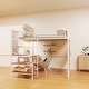 preview thumbnail 12 of 17, Full Size Loft Bed with Built-in Charging Station & LED Lighting, Heavy-Duty Metal Loft Bed Frame with Desk & Safety Guardrails White - Full
