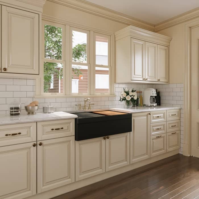 DeerValley 33"L X 20"W Double Bowl Workstation Farmhouse Kitchen Sink With Cutting Board And Dish-Drying Rack