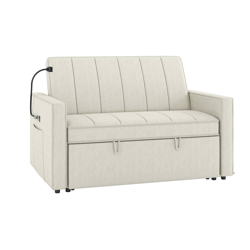 Duane Modern Upholstered Sleeper Sofa with Mobile Phone Holder by HULALA HOME