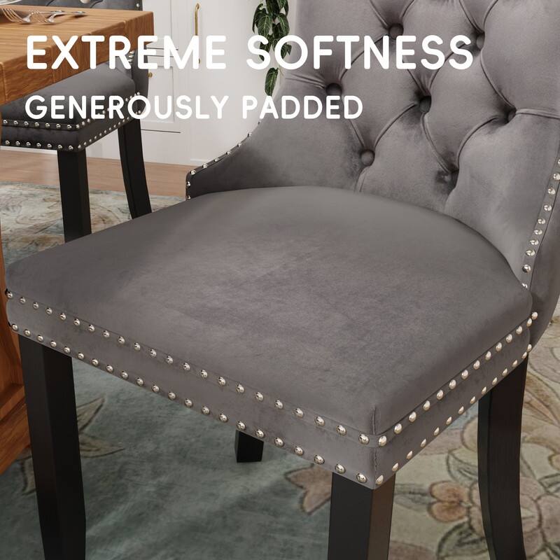 Tufted Naliheads Solid Wood Upholstered Dining Chairs (Set of 4)