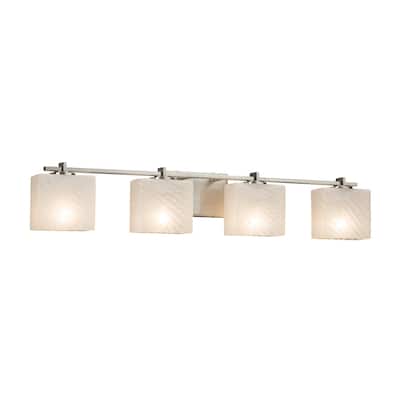 Justice Design Fusion Era 4-light Brushed Nickel Bath Bar, Weave Rectangle Shade - Silver