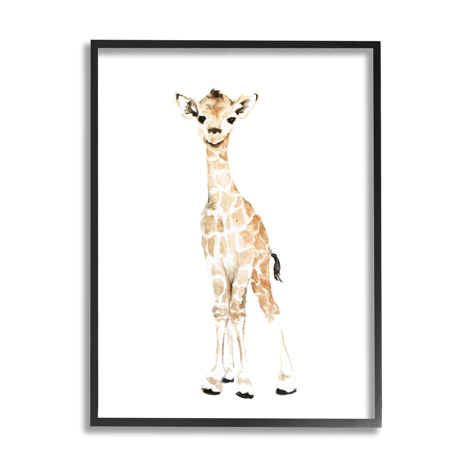 Stupell Baby Giraffe Watercolor Portrait Children's Nursery Safari Animal Framed Wall Art - Yellow