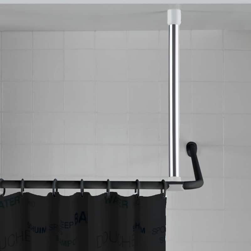 Adjustable Ceiling Curtain Rod - Mount Support for Bathtub or Shower Curtain Rod