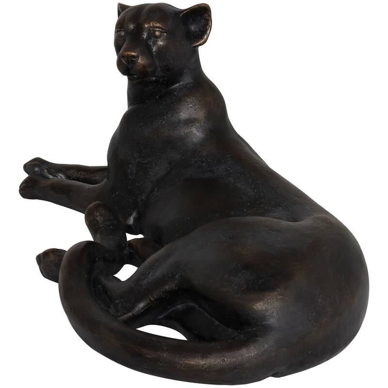 Black Polystone Laying Leopard Decorative Sculpture
