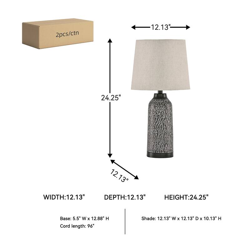 Signature Design by Ashley Lanson Antique Bronze Metal Table Lamp (Set of 2) - 12"W x 12"D x 24"H