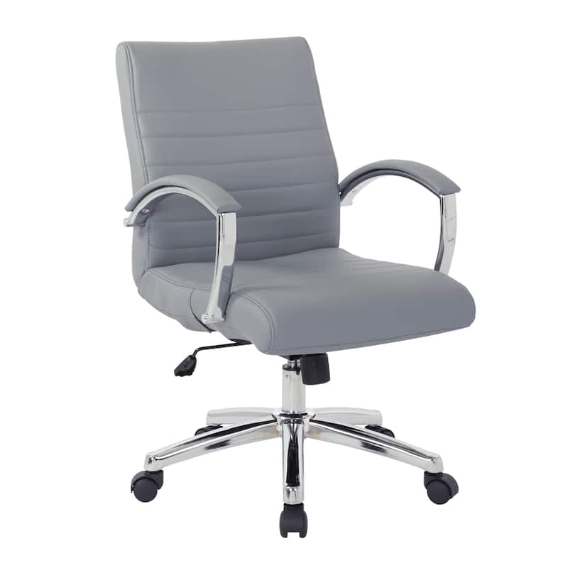 Executive Low Back Faux Leather Chair with Chrome Arms and Base - single - charcoal