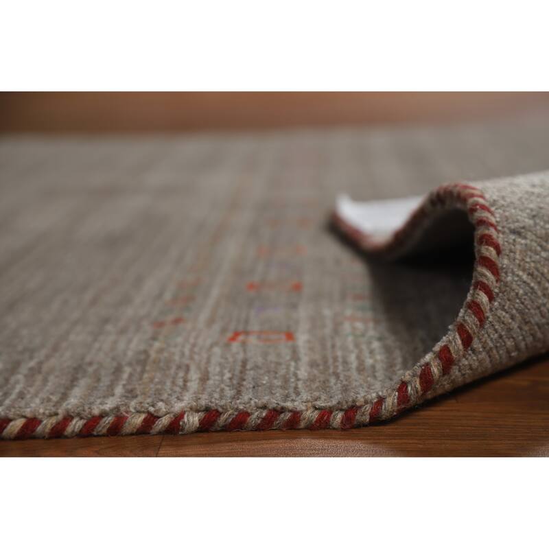 Hand Knotted Oriental 100% Wool Carpet Tribal Animal Pictorial Greys & Charcoal Gabbeh Area Rug - 7' 9'' X 5' 0''