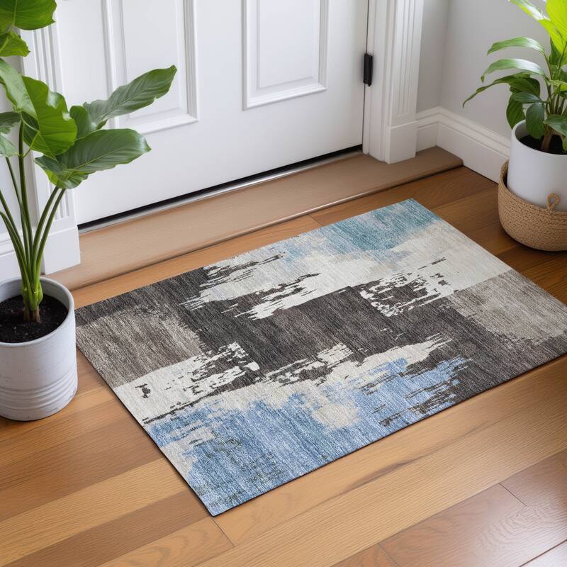 Machine Washable Indoor/ Outdoor Contemporary Fusion Chantille Rug