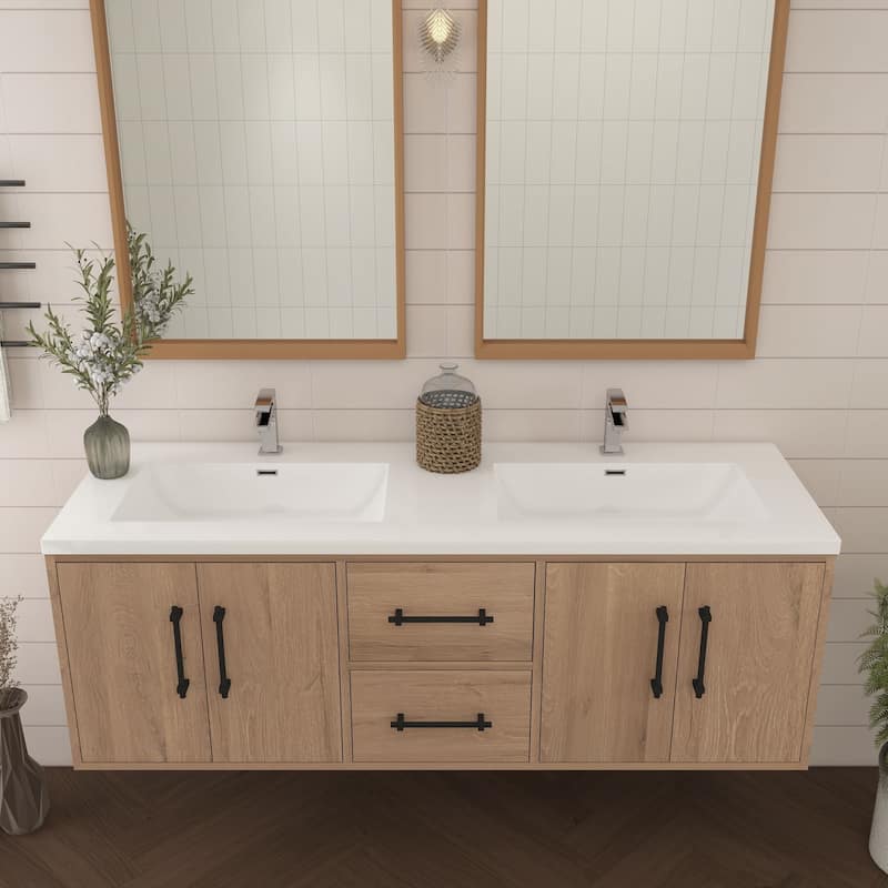 Victoria 60'' Wall-mounted Vanity with Double Reinforced Acrylic Sink - 59.5