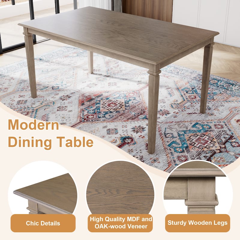 Retro 6-Piece Dining Room Set, Classic Wooden Table with 4 Chairs and Bench for Stylish Kitchen Decor