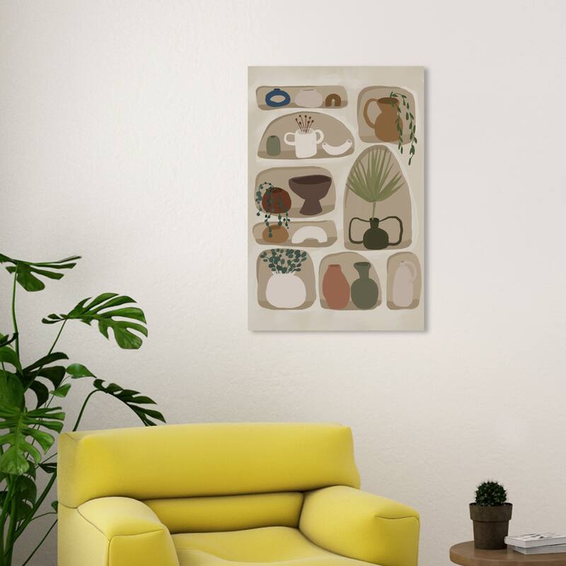 Wynwood Studio Canvas Floral and Botanical Pottery Clay Showcase Brown and Modern & Contemporary Wall Art Canvas Print - 30 x 20