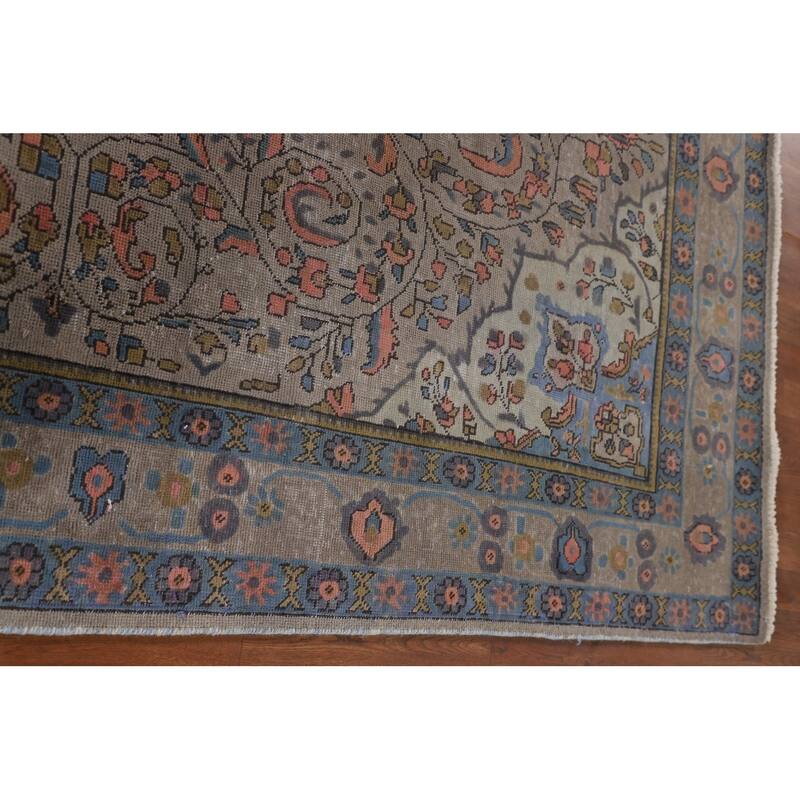 Distressed Over-Dyed Tabriz Persian Vintage Rug Handmade Wool Carpet - 6'9"x 9'6"