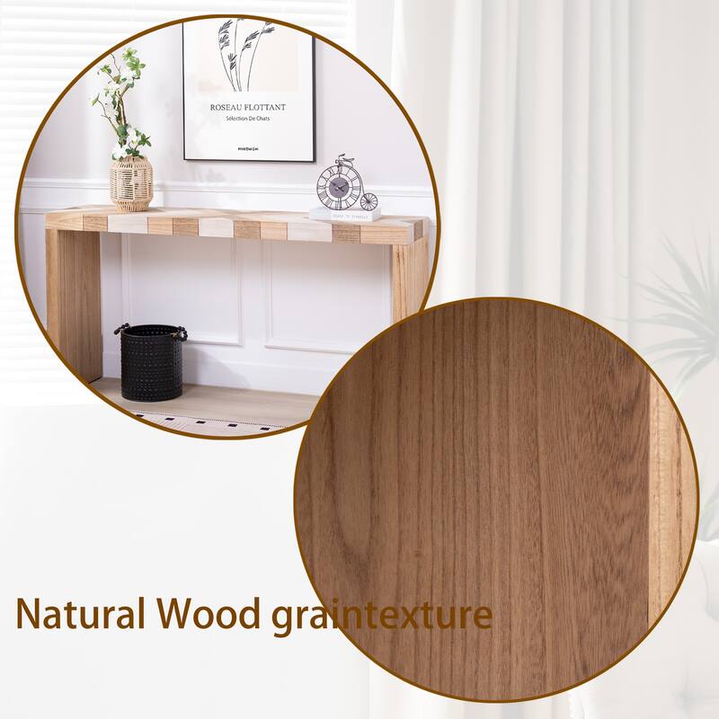 Modern Console Table, 62" Long Entryway Table with Chevron Patterned Top, Manufactured Wood Sofa Table for Hallway