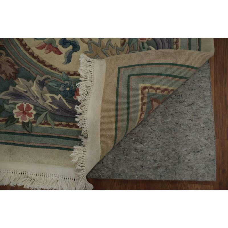 Hand Knotted Oriental 100% Wool Carpet Traditional Floral Beige & Ivories Art Deco Area Rug - 18' 2'' X 9' 11''