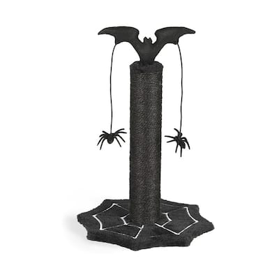 Gothic Cat Scratching Post with Spider Dangling Toys for Indoor Cats