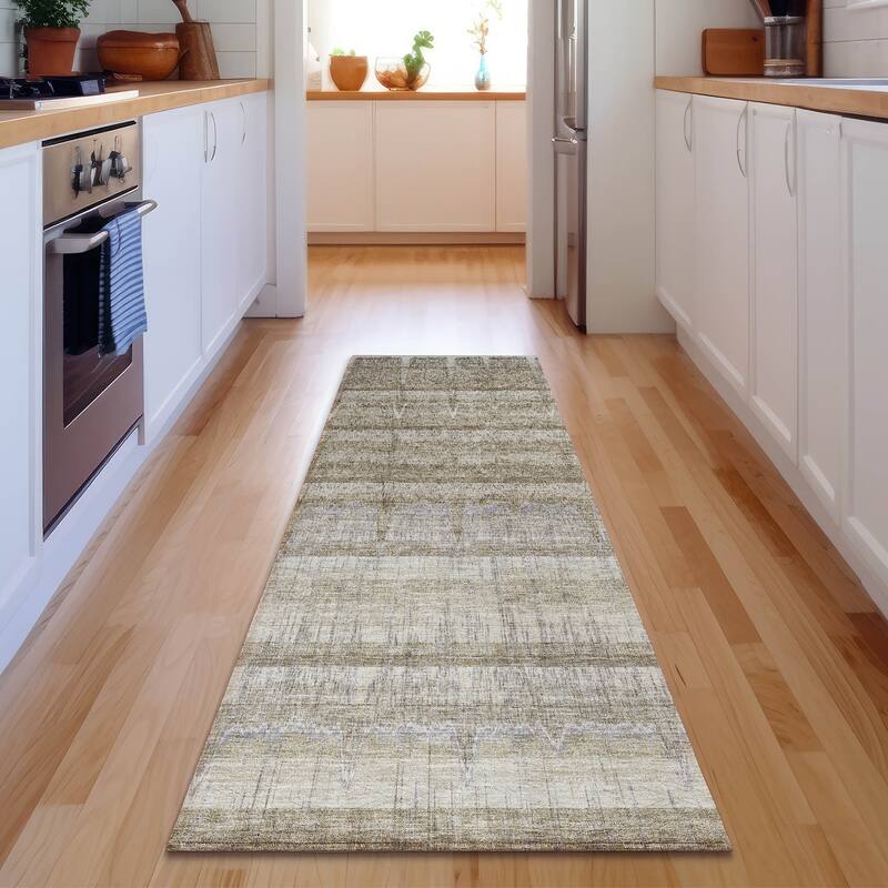 Premium Washable Super Soft Contemporary Melt Mayfield Rug - Taupe - 2' 3" x 7' 6" - Runner