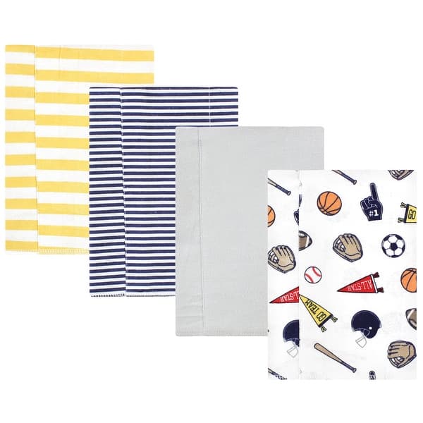 slide 1 of 1, Hudson Baby Infant Boy Cotton Flannel Burp Cloths, Sports Fan 4 Pack, One Size - Sports Fan 4 Pack - One Size One Size - Sports Fan 4 Pack
