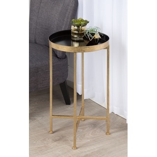 Kate and Laurel Celia Round Foldable Metal Accent Table - 14x14x26