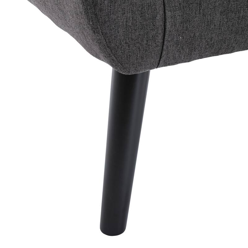 Dark Gray Linen Modern 29.53" Upholstered Buttons Tufted Accent Chair with Black Solid Wood Legs