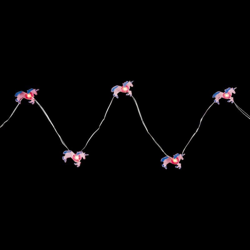 10-Count LED Pink Unicorn Fairy Lights - Warm White