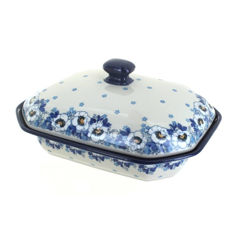 Blue Rose Polish Pottery 662 Ceramika Artystyczna Medium Covered Baker - Georgia Blue
