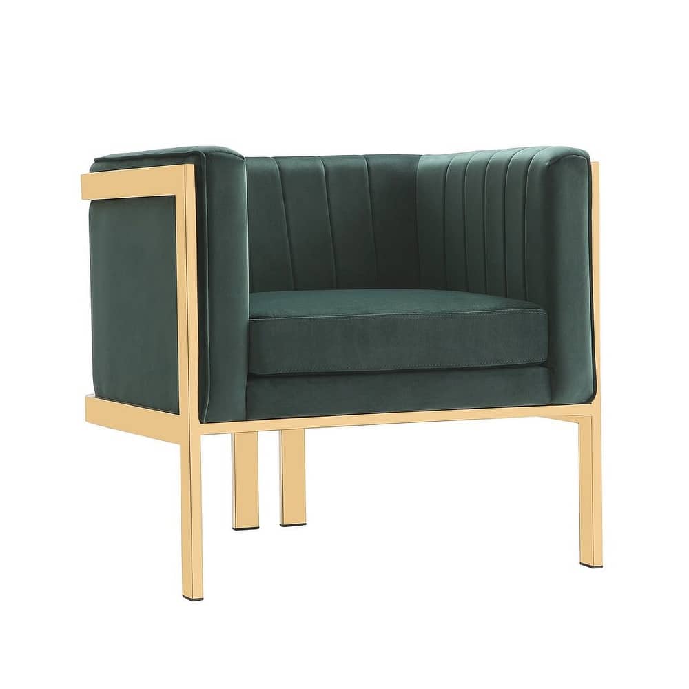 Manhattan Comfort Paramount Polished Brass Velvet Accent Armchair
