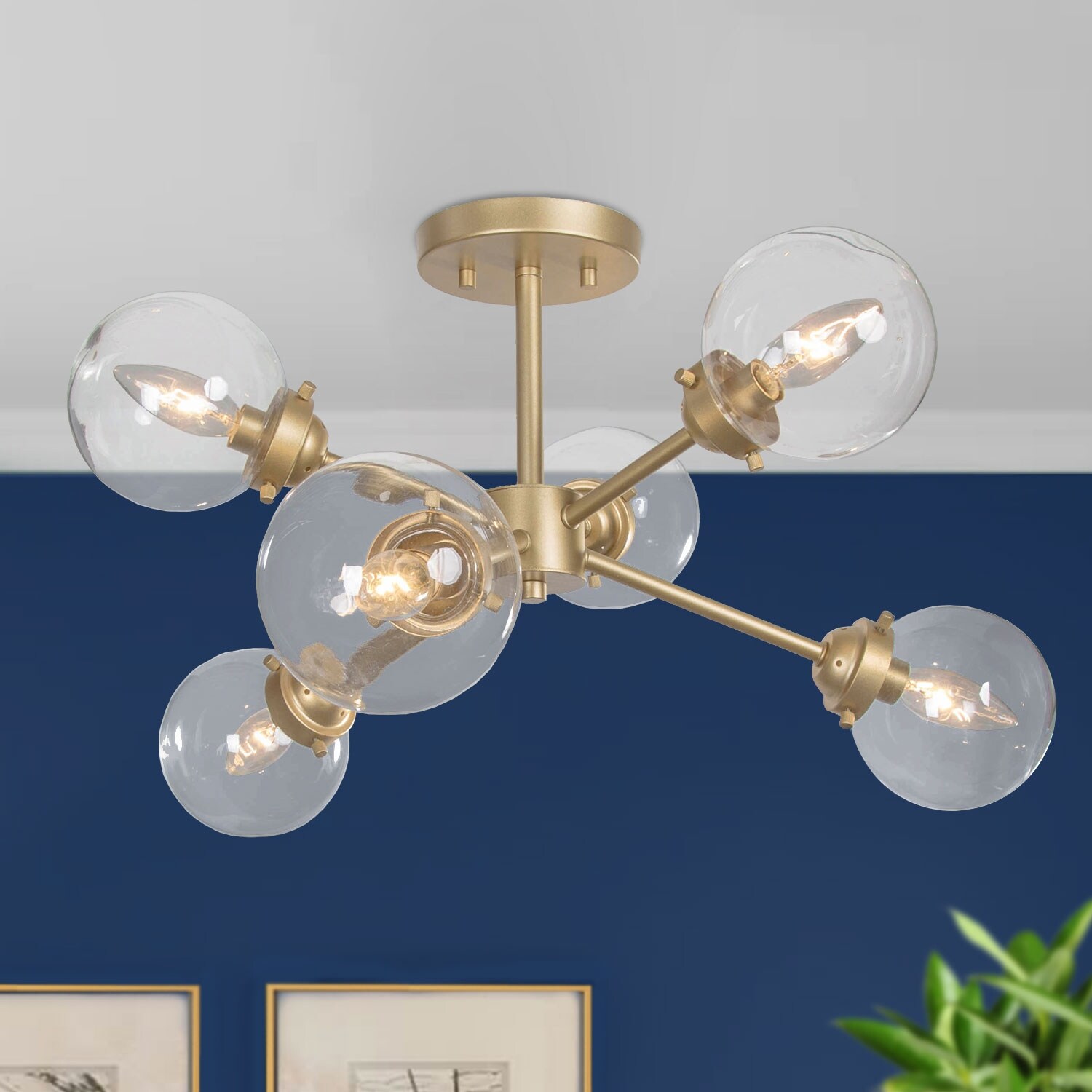 mid century semi flush mount lighting
