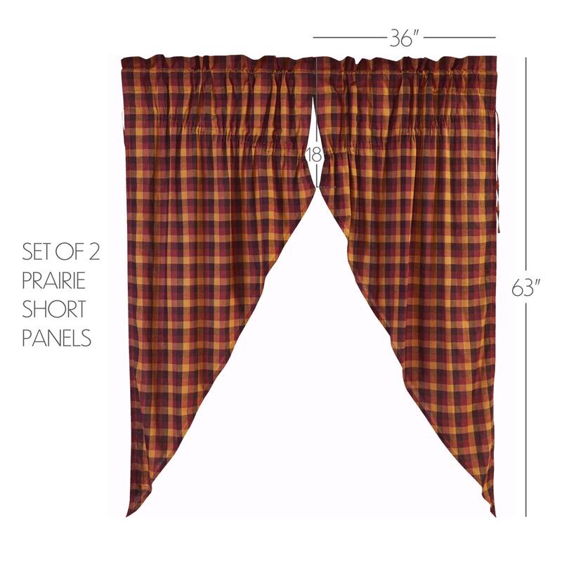 Heritage Farms Primitive Check Prairie Short Panel Set of 2 - Prairie Panel 63x36