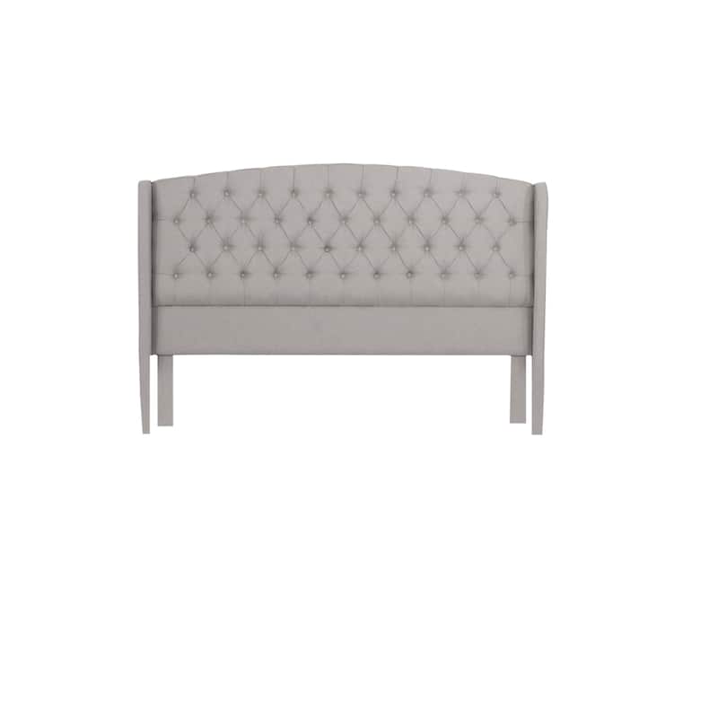 Light Grey Queen Size Modern Upholstered Bed with Button-tufted Headboard