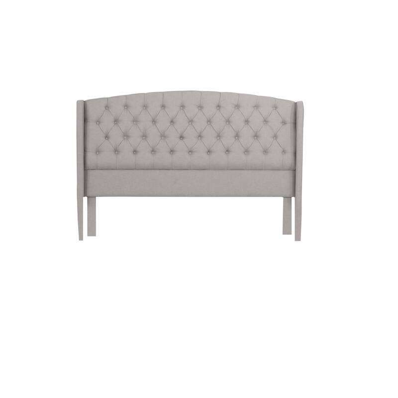 Upholstered Platform Bed with Button Tufted Wingback Headboard, Queen Size