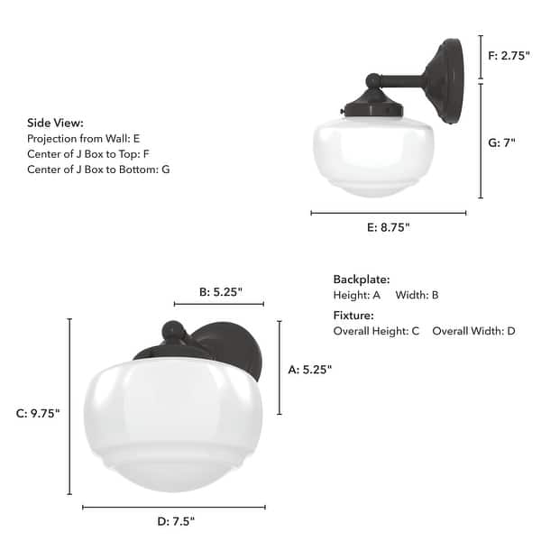 dimension image slide 2 of 4, Hunter Saddle Creek 1-Light Wall Sconce - Modern Schoolhouse, Transitional - Damp Rated!