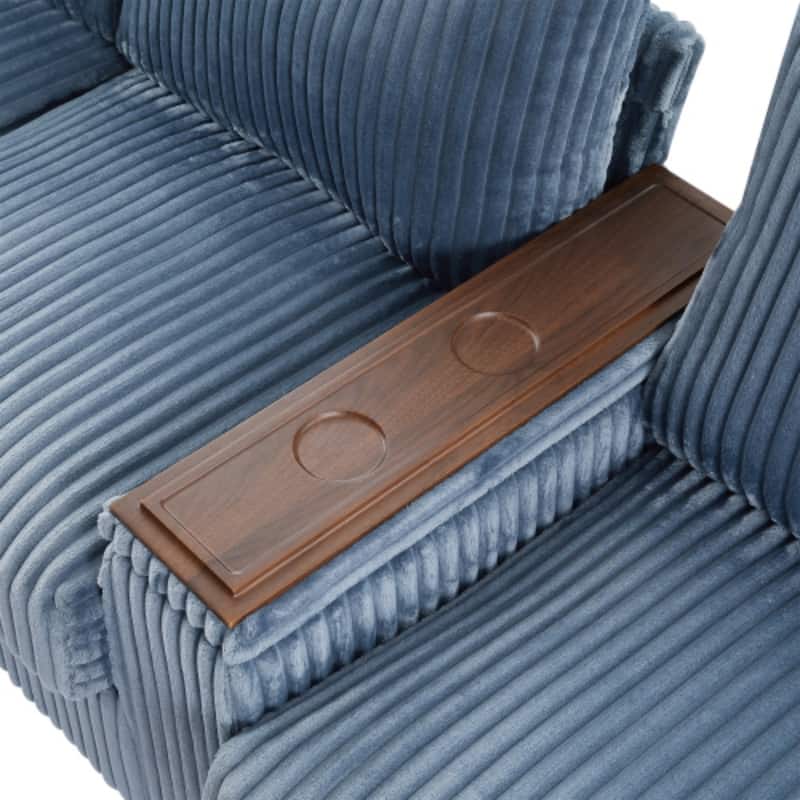 4-Seater Modern Corduroy Sofa Couch with USB Ports, Hidden Storage, and Flip-Top Cup Holders