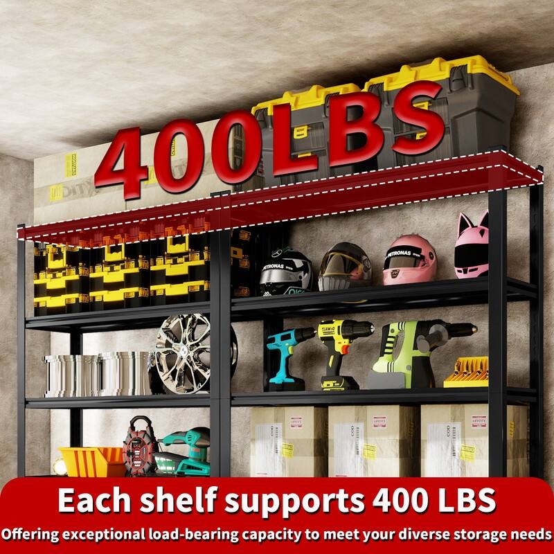 5-Tier Adjustable Heavy Duty Metal Storage Shelves, Black, 72/78"H