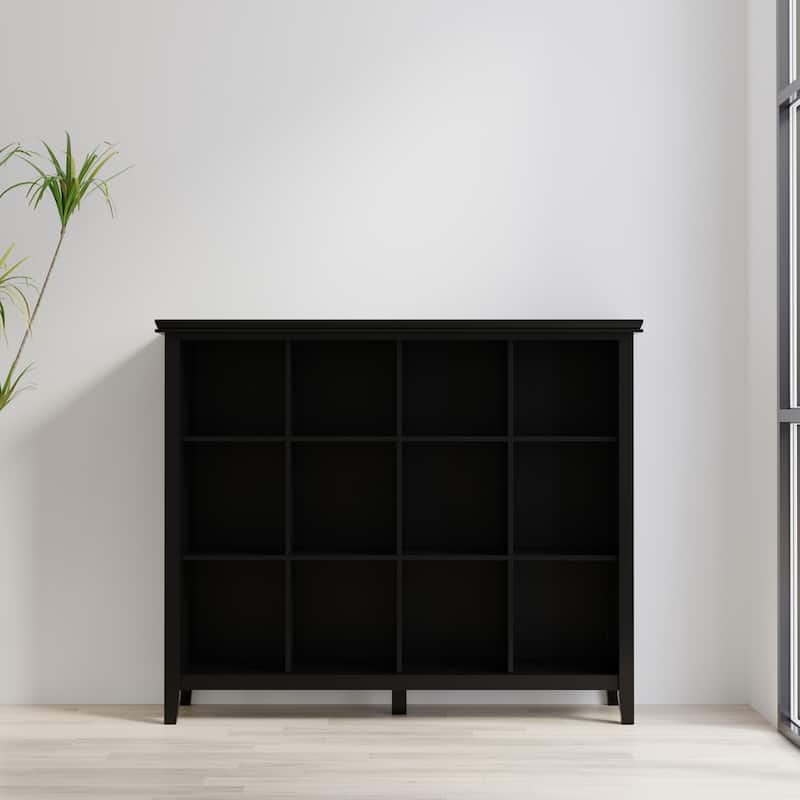 WYNDENHALL Stratford SOLID WOOD 48x57 inch Transitional 12 Cube Storage - 57"w x 15.75"d x 48"h - Black