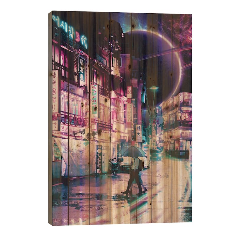 Tokyo 2077 Print On Wood by Gab Fernando - Multi-Color - 26x18x1.5