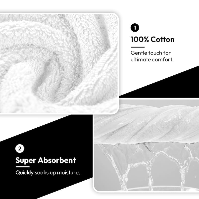 8 Piece Cotton Bath Towel Set,Highly Absorbant Towels,2 Bath Towels,2 Hand Towels and 4 Washcloths
