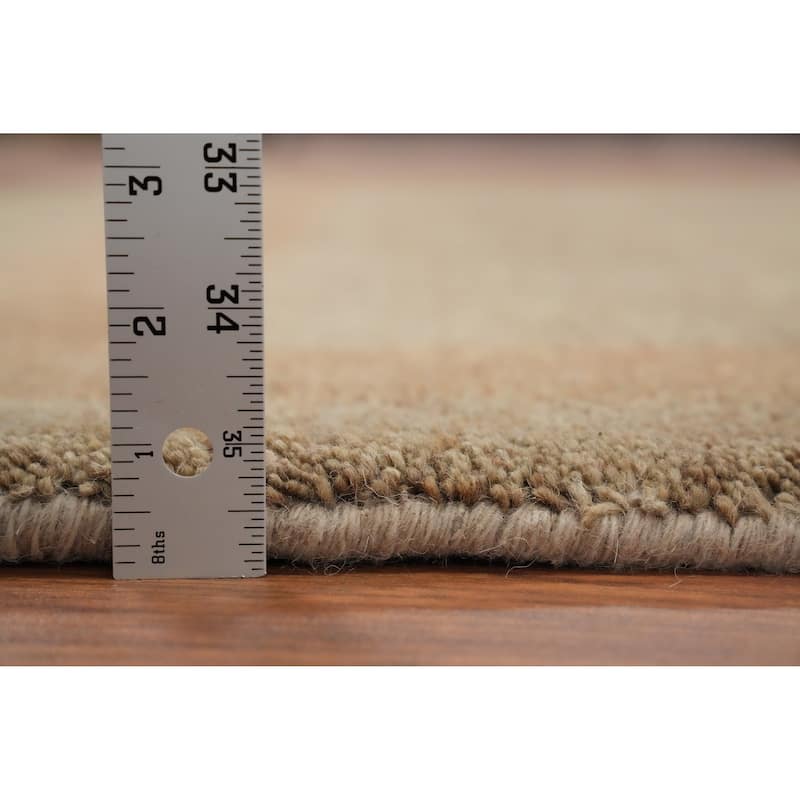 Hand Knotted Oriental 100% Wool Carpet Modern Bordered Brown Gabbeh Area Rug - 9' 11'' X 6' 4''