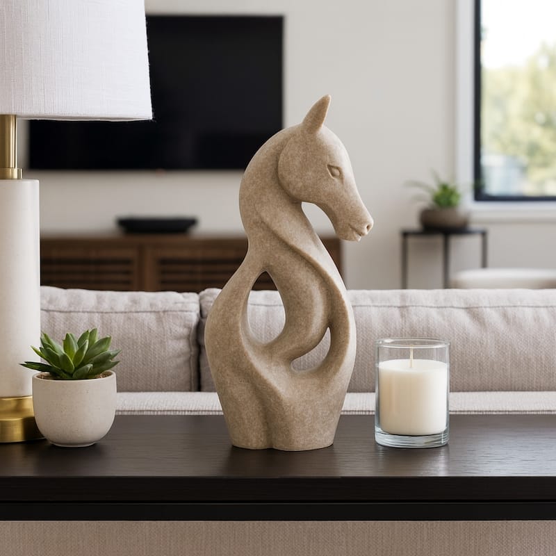 Decorative Horse Sculpture for Home Decor - Unique Decorative Objects - Beige - 7" x 4" x 15"